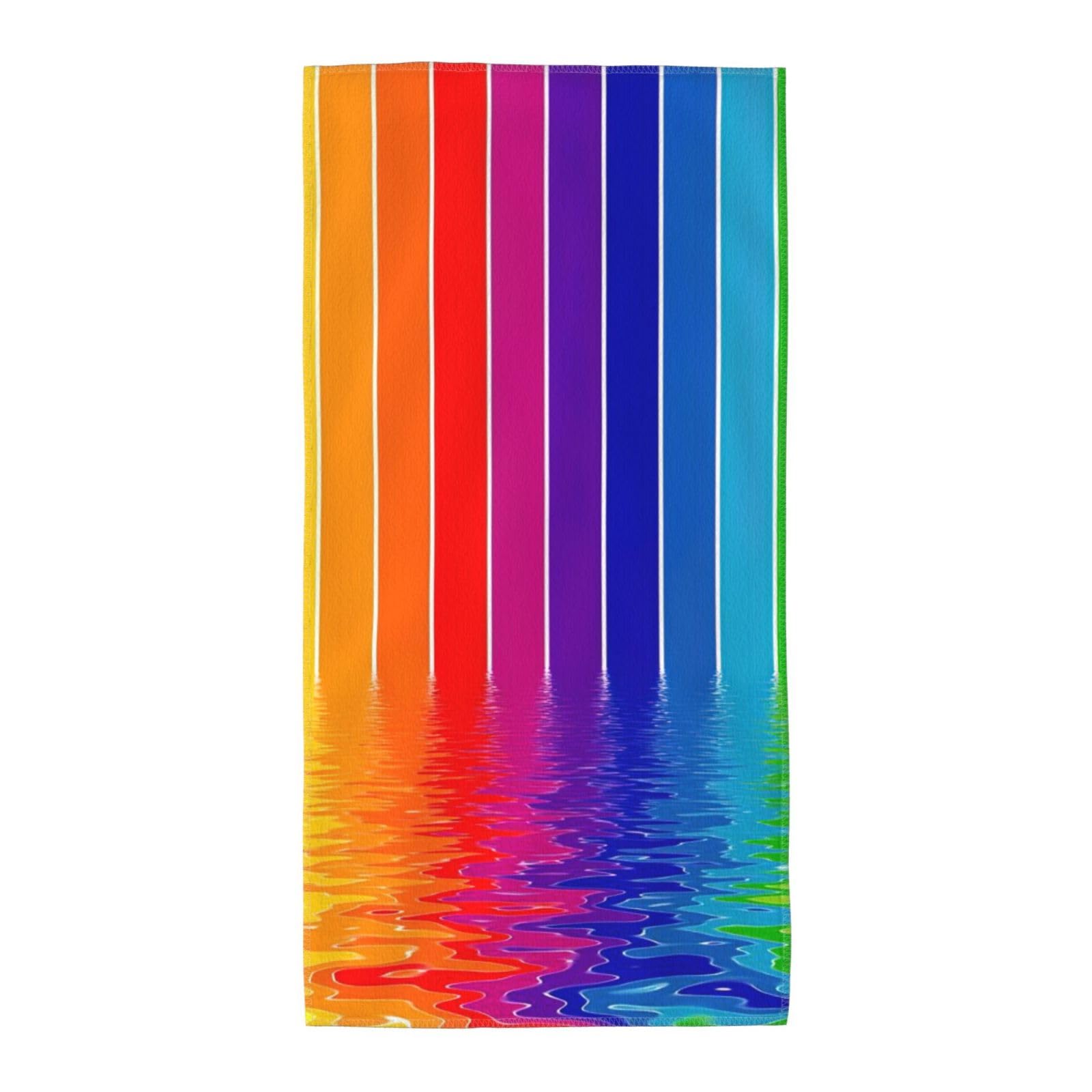JBJGKHLP Rainbow Striped Print Adults Extra Long Beach Towel Soft Absorbent Quick-Dry Gym Swimming Running Yoga
