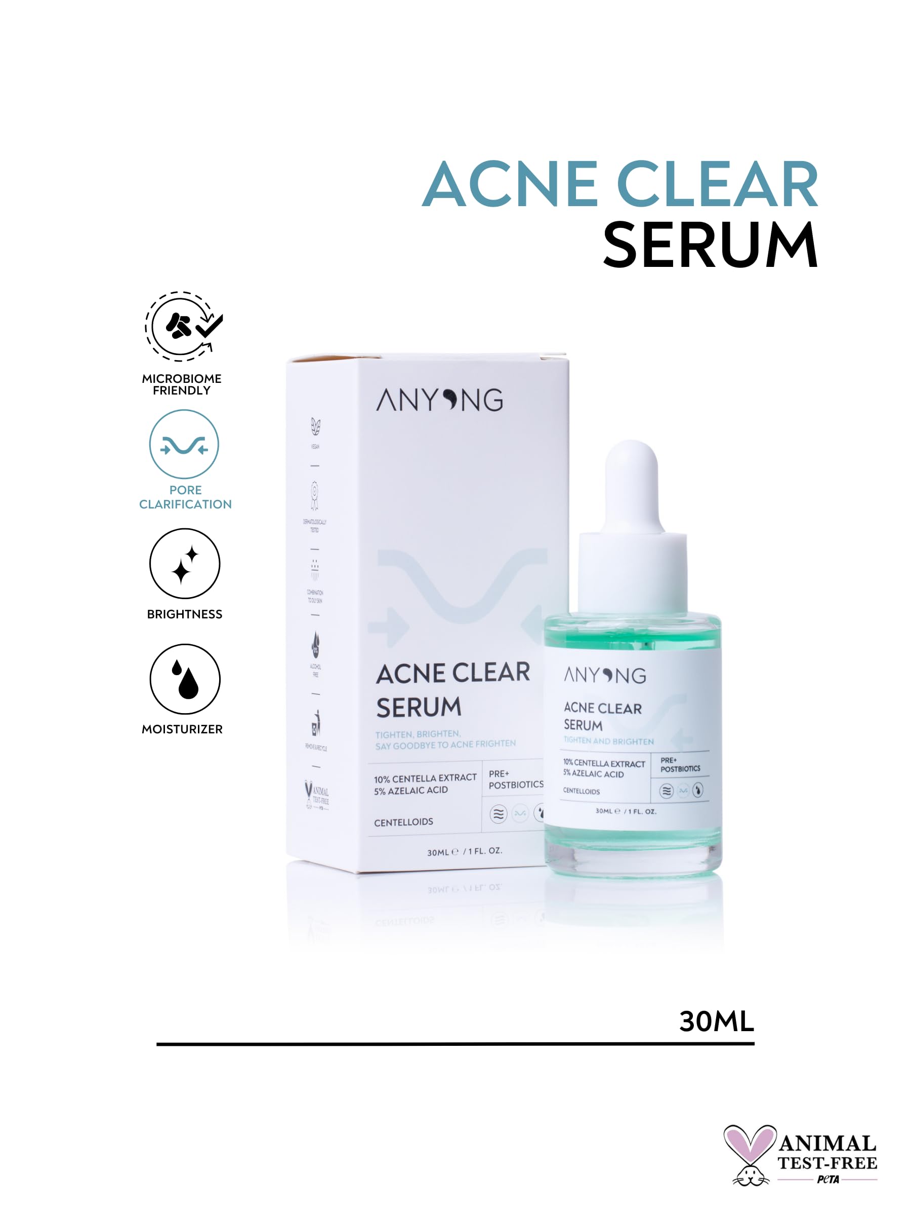 Anyong Sivilce Karşıtı, Yatıştırıcı Azelaik Asit%5 Serum 30 ml (Centella Özü & Prebiyotik)