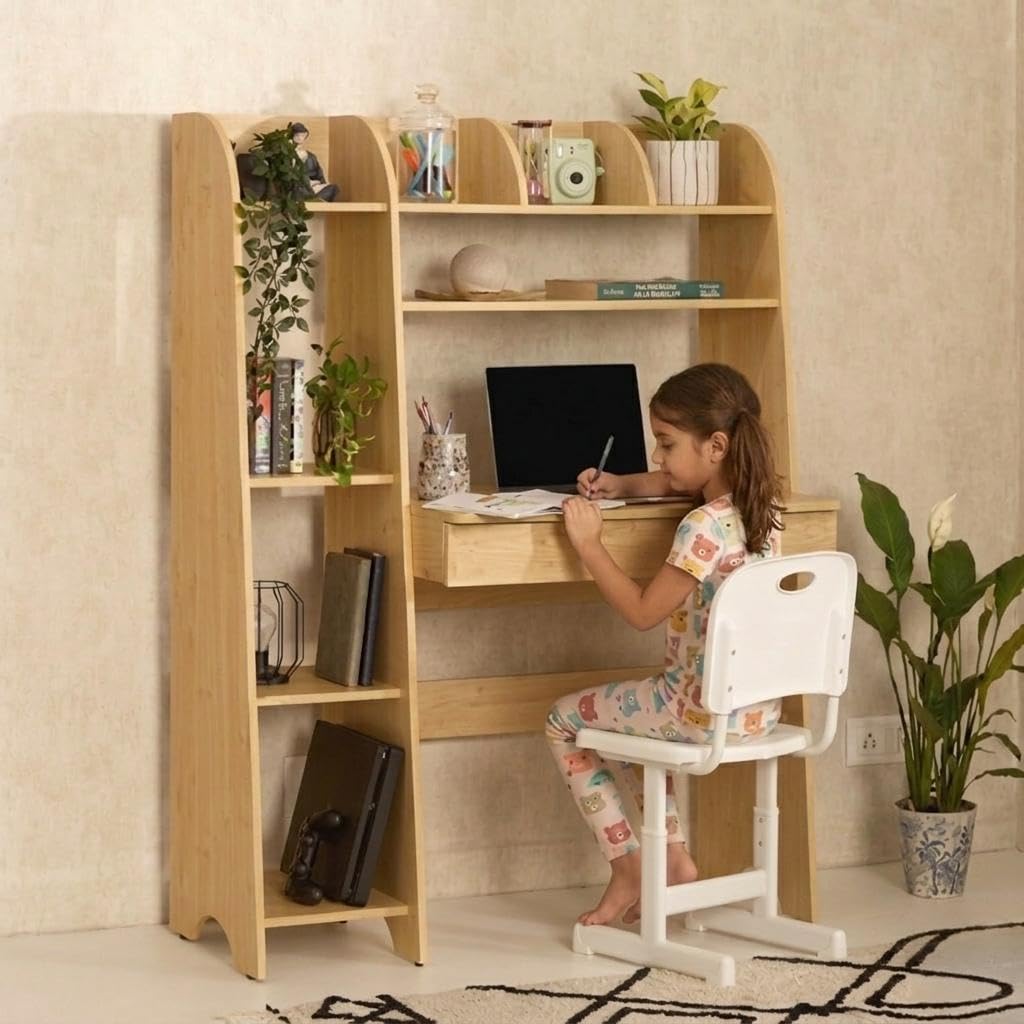 Green Soul Oaklyn Study Table, 3.4 ft Engineered Wood Desk with Open Backless Design, Oak Finish-image-15