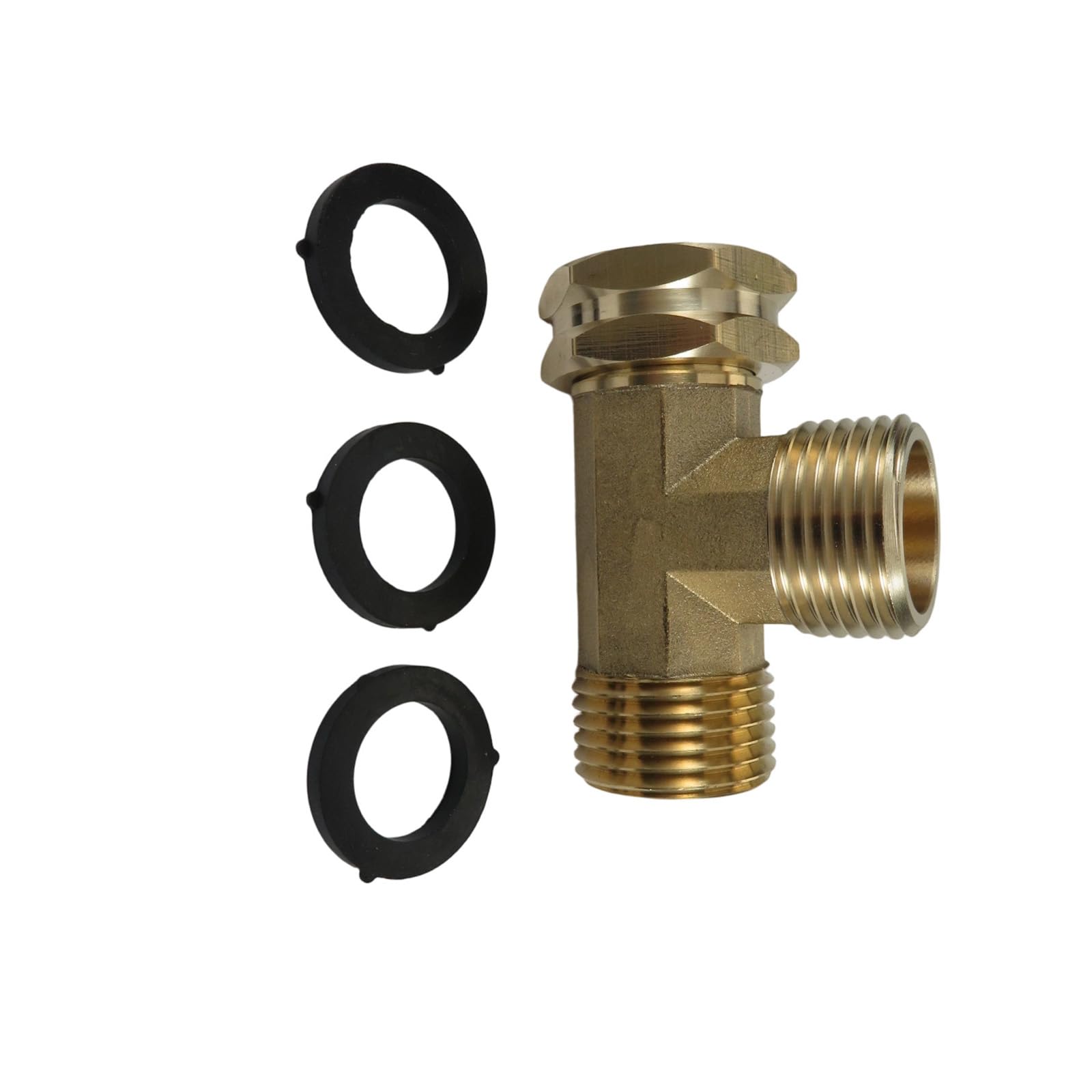 3-Way 3 / 4Inch Brass Pipe Connector, T-Joint Hose Splitter for Gardening & Irrigation Installations Brass Plumbing Fitting