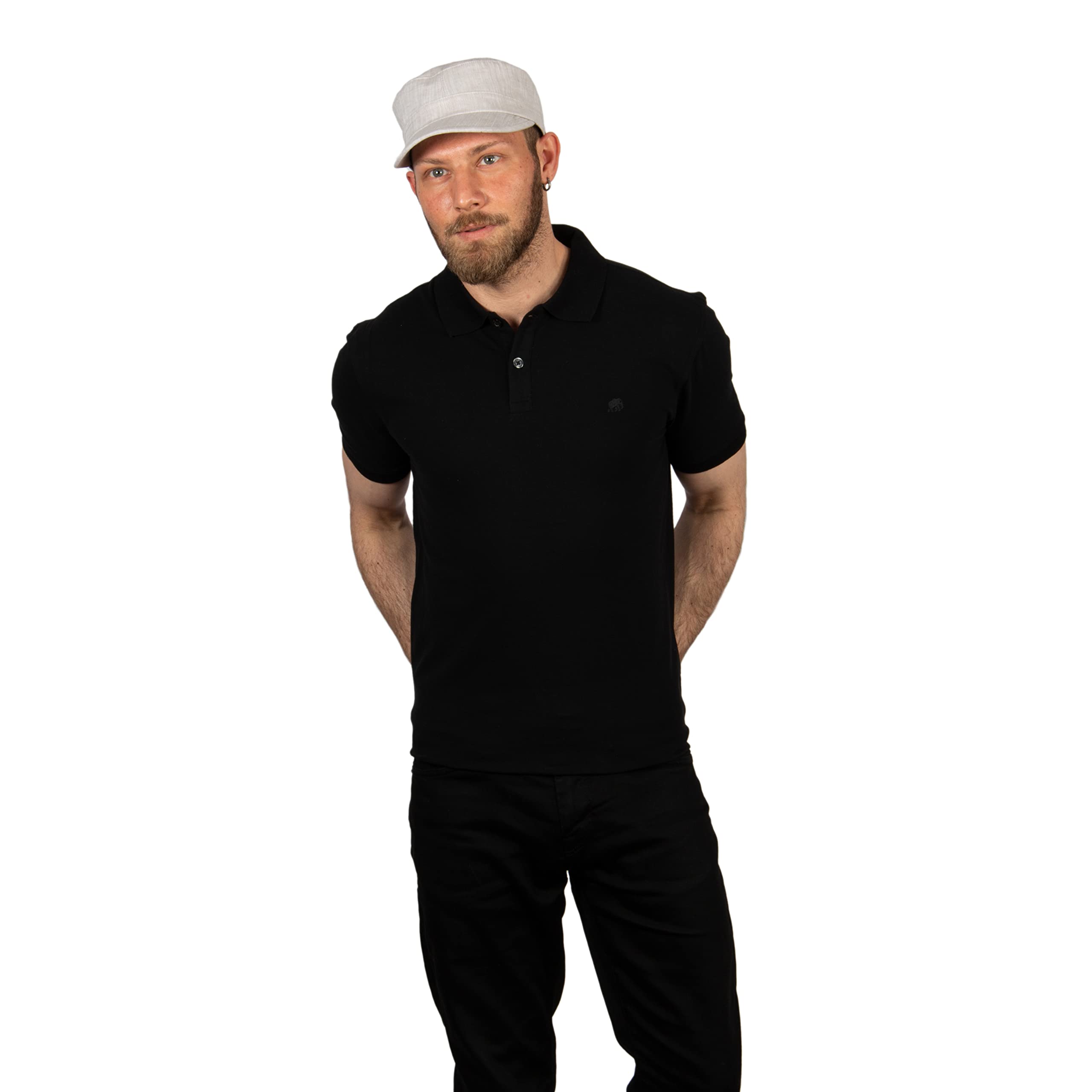 HATSQUARE Summer Cotton Military Cadet Cap, Light Weight Breathable Army Style Hat, Man Cadet Cap (Ivory)