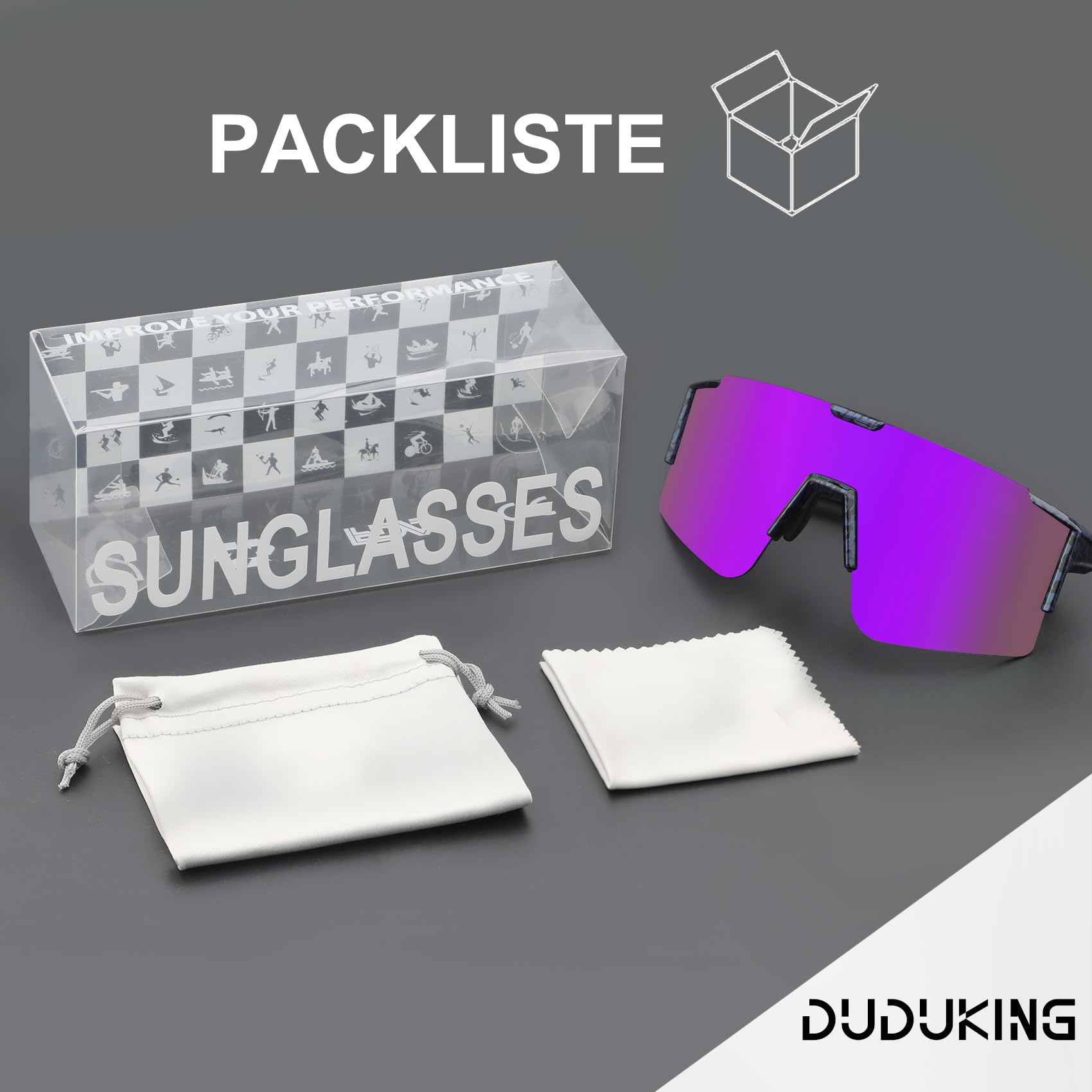 DUDUKING Gafas de sol de ciclismo para hombre y mujer, impresión por transferencia de agua, gafas deportivas para deportes al aire libre, ciclismo, correr, golf, protección UV 400, gafas de béisbol