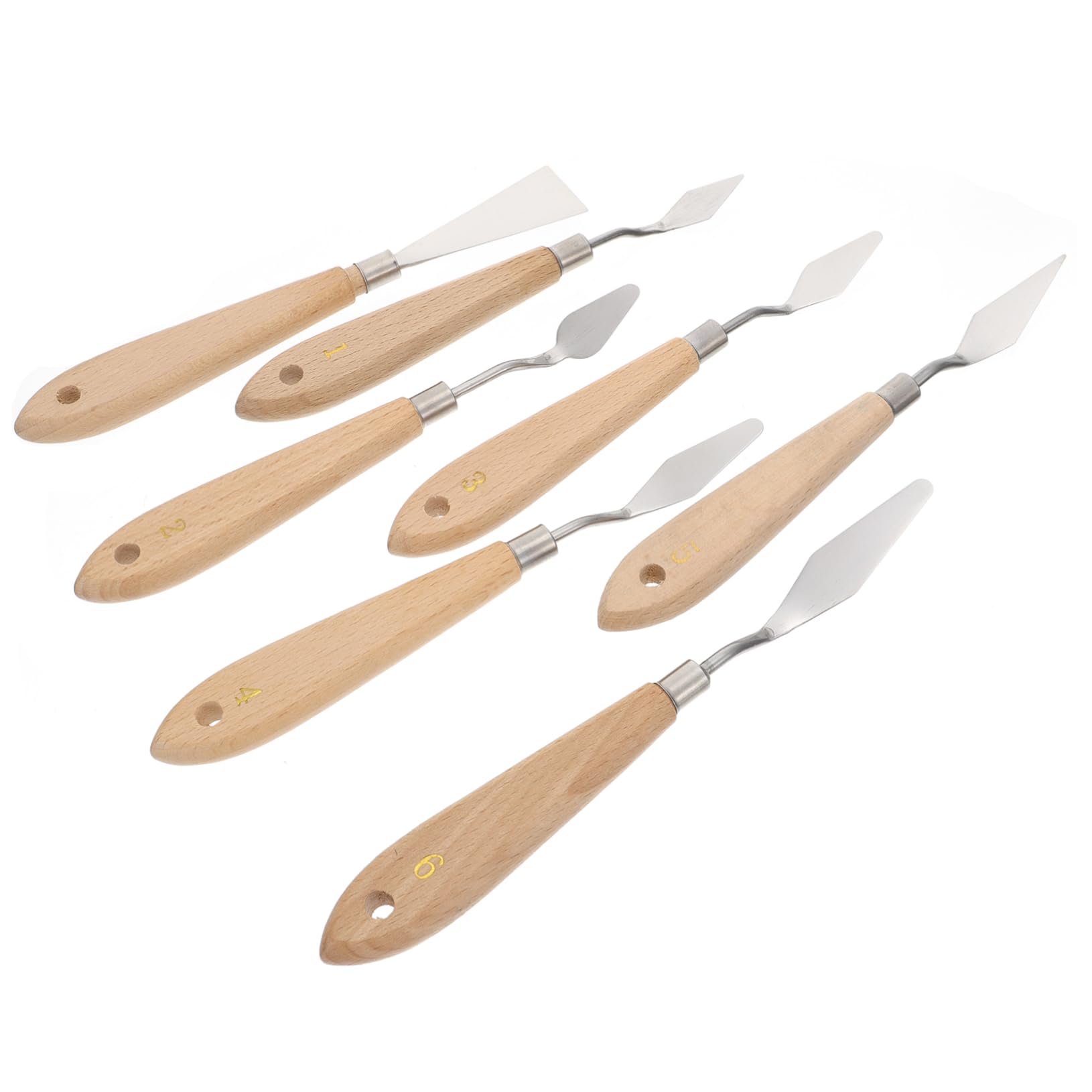 ARTIBETTER 7pcs Oil Painting Scrapers Beech Palette Knives for Mixing Art Supplies and Creative Projects for Artists Hobbyists and Students