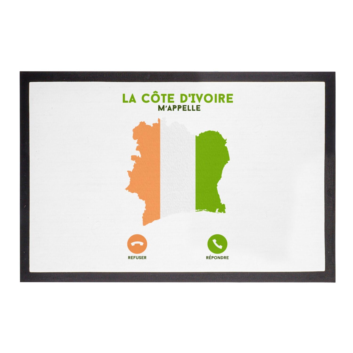 Paillasson blanc Côte d'Ivoire m'appelle tapis de porte entrée 75x50