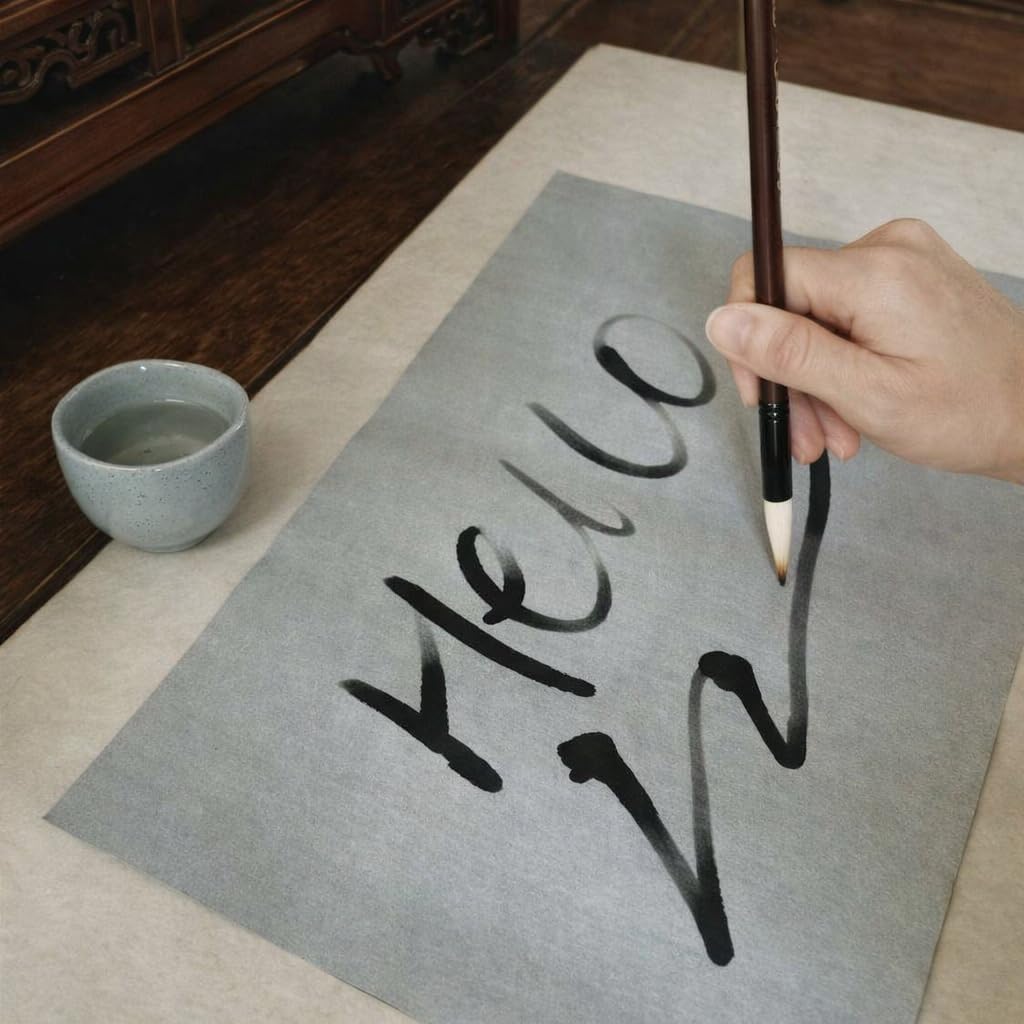 Ellkee 3 Pcs Reusable Chinese Calligraphy Water Writing Cloth, 5 Items Inkless Calligraphy Practice Paper Set with 2 Brushes, Water-Based Writing Cloth for Beginners