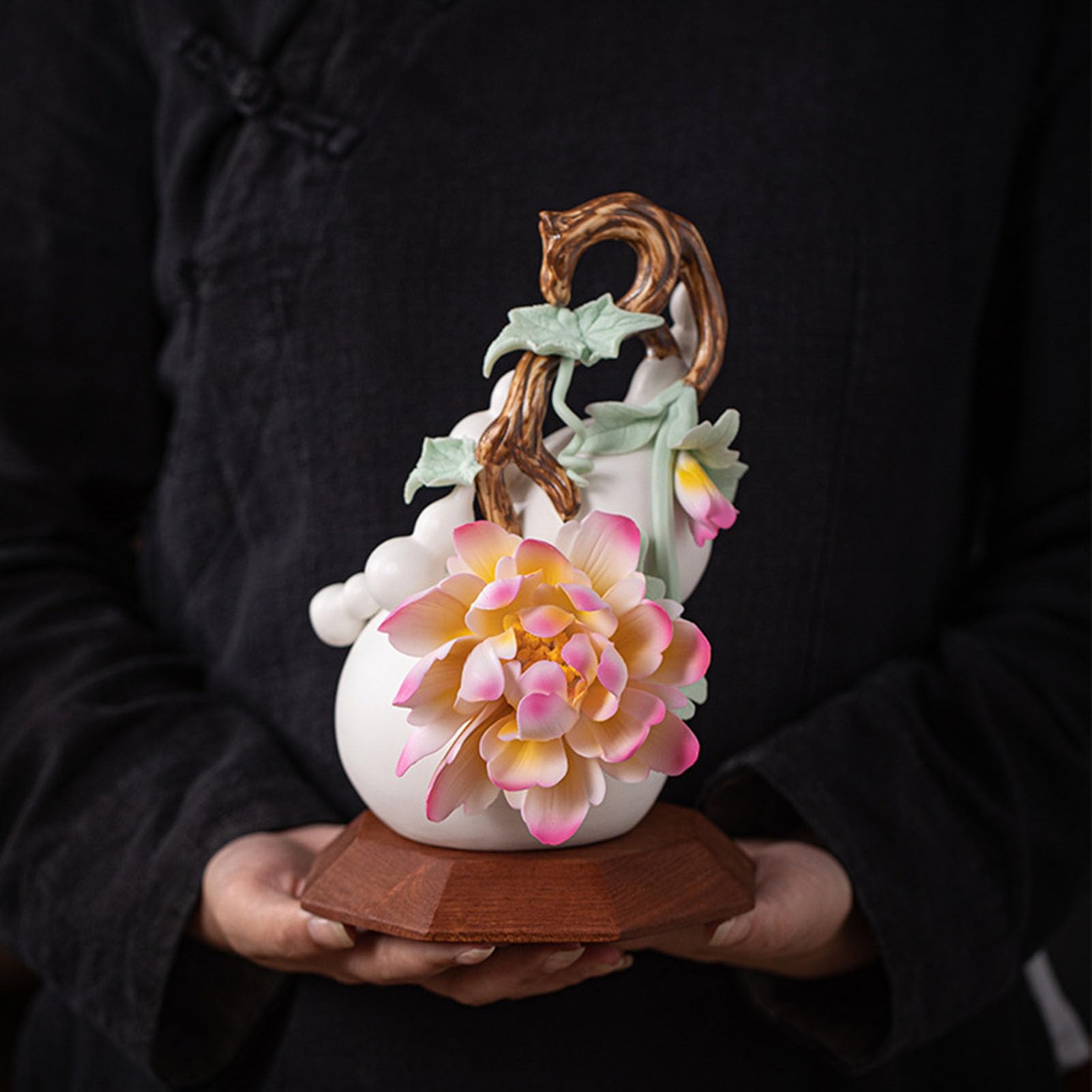Feng Shui ceramiczna tykwa Wu Lou, tradycyjna chińska dekoracja bogactwa zdrowie, szczęście amulet błogosławieństwo dla domowego biura, prezent dla miłośników rodziny,A1