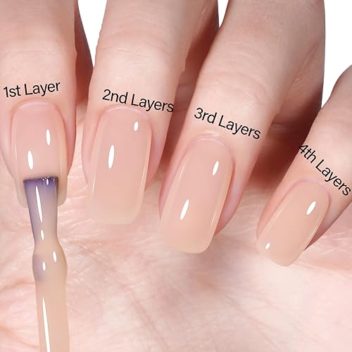 Vista 95 de AILLSA Esmalte de uñas de gel amarillo otoñal, esmalte de gel de hojas de otoño, esmalte de gel neutro translúcido nude de larga duración