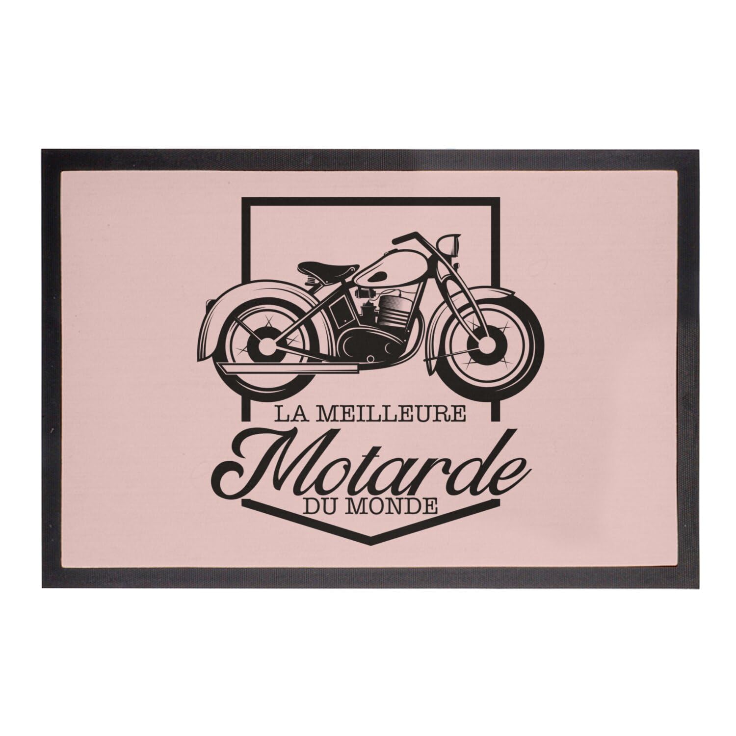 Paillasson moto femme rose pour entrée maison et garage motarde