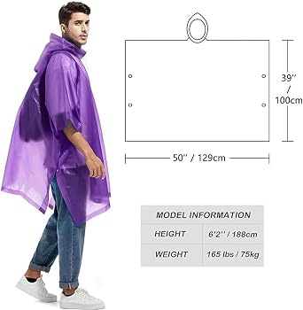 Reusable Rain Ponchos for Adults, 2 Pcs Raincoats (Pack of 1) Emergency for Women Men with Hood