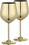 WOTOR Stainless Steel Wine Glasses Set of 4, 18oz Unbreakable & Portable Stemmed Metal Wine Glass, Fancy, Unique Wine Goblets for Outdoor, Travel, Camping and Pool, Ideal Gift for Wine Lovers (Silver)