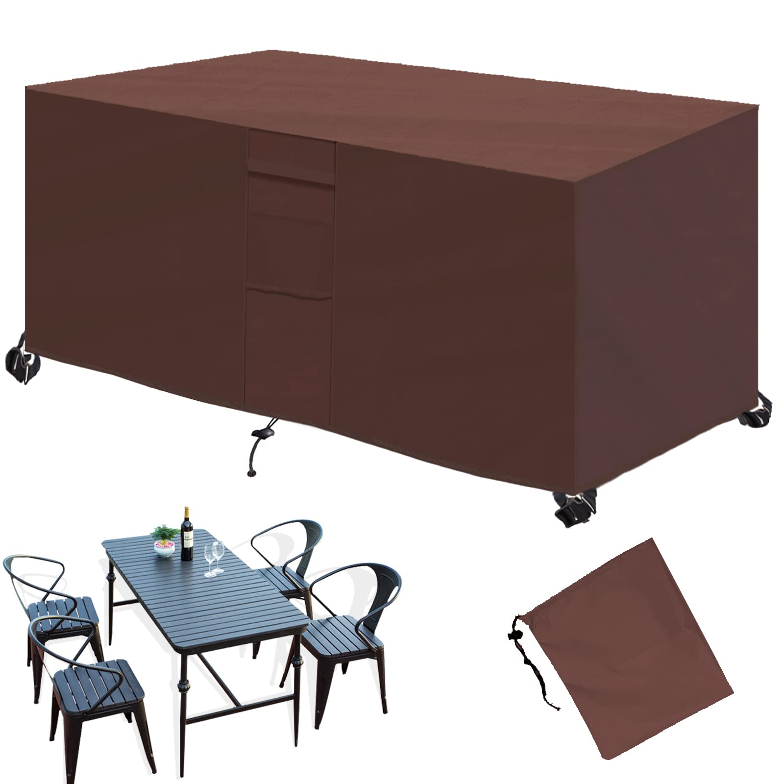 Copertura per mobili da esterno, impermeabile, antipolvere, quadrata, per mobili da patio, tavolo, sedia, mobili, beige, 60 x 60 x 60 cm