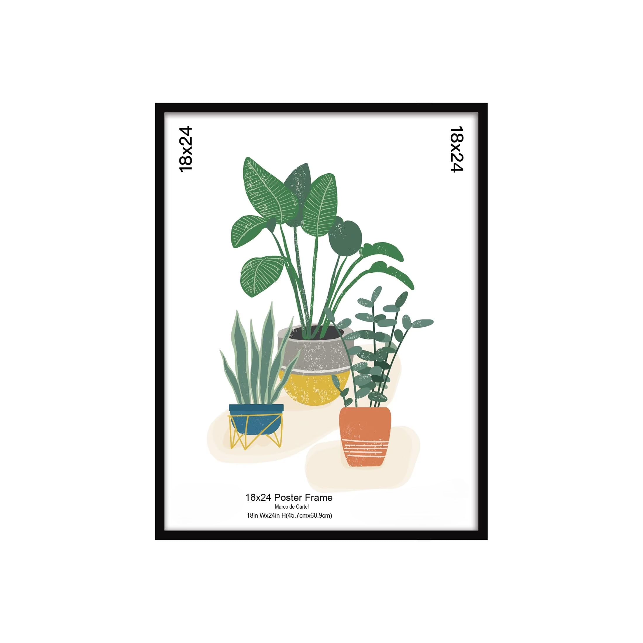Sleek 18"x24" Poster Frame, Black Polystyrene Wall Mount for Home Office Dorm, Vertical Horizontal Display, Clear Plastic Front & Backing, Family Essential