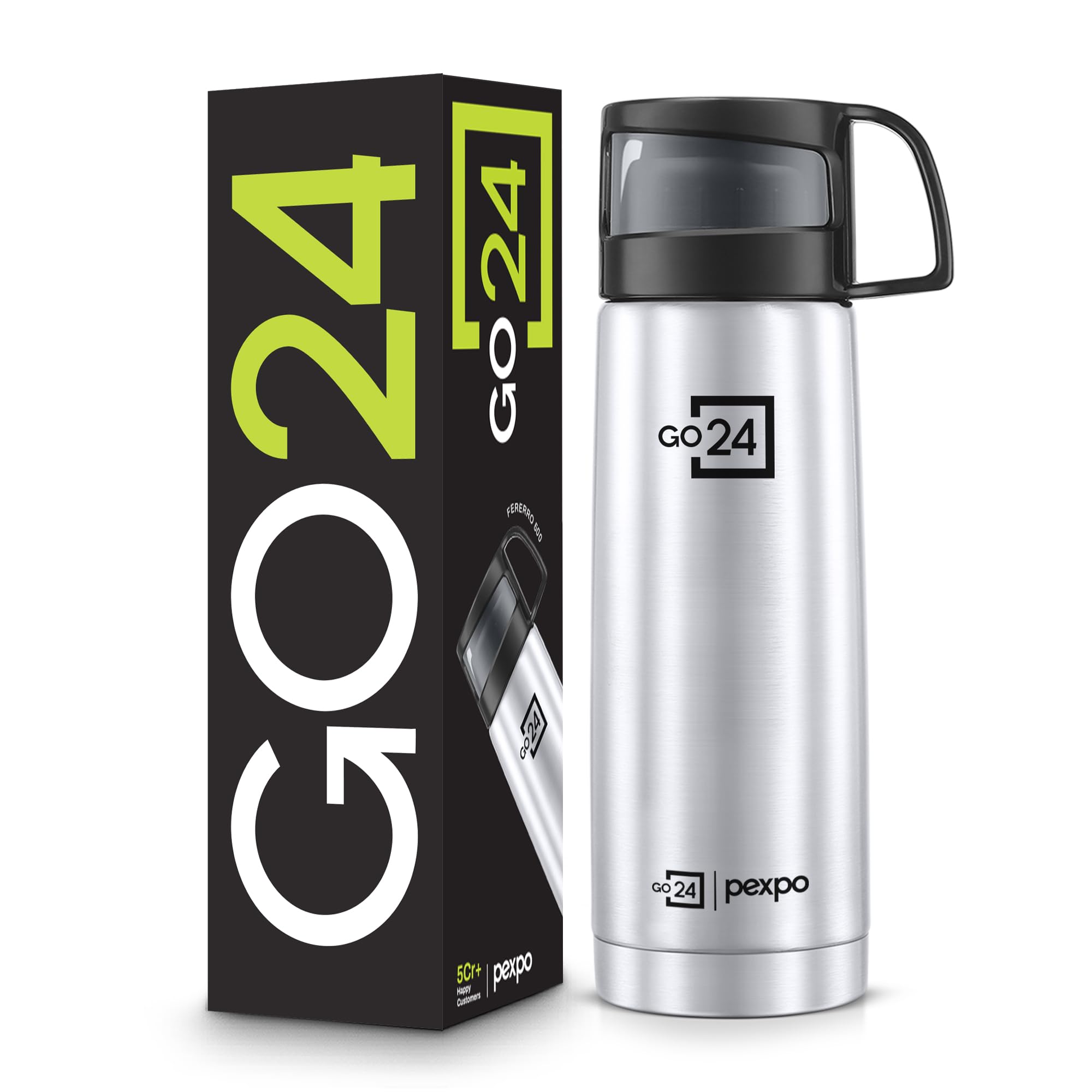 Go24 pexpo Stainless Steel Water Bottle Fererro Silver 500ml