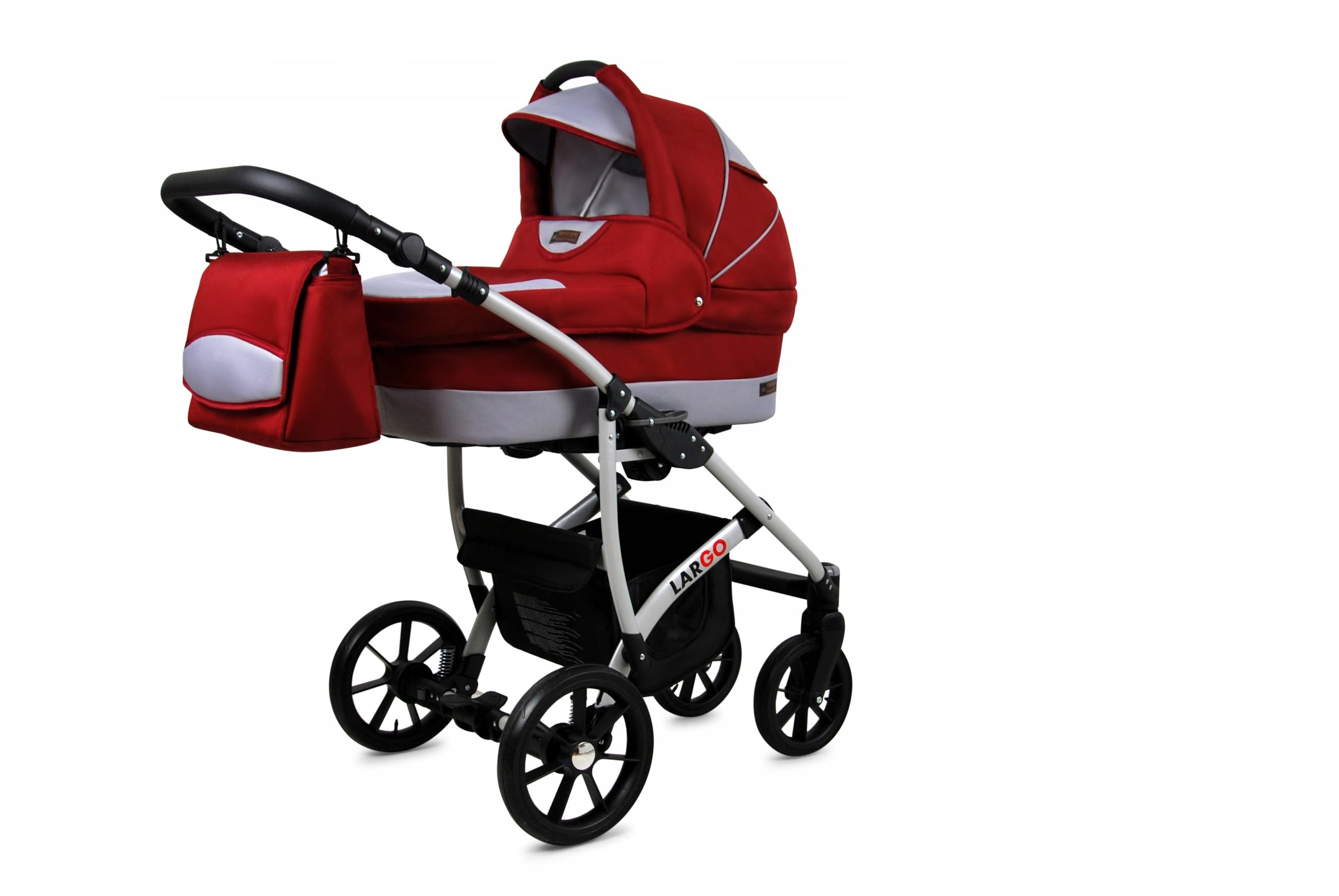 BabyLux® Zestaw wózków dziecięcych 3 w 1 – Largo – w zestawie wanienka dla niemowląt, fotelik sportowy, fotelik samochodowy – zestaw wózków dziecięcych z torbą do przewijania, osłoną przeciwdeszczową