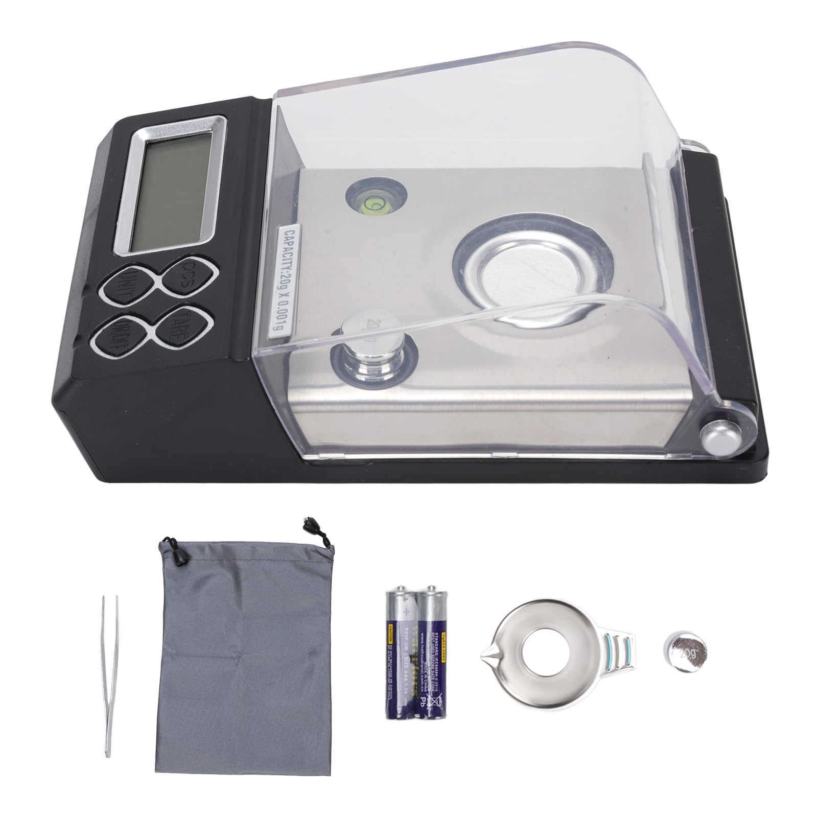 Balance numérique en milligrammes 20 g, 0,001 g, ultra précise, pour bijoux, poudre d'or, avec poids d'étalonnage, balance électronique portable pour chimistes, bijoutiers,