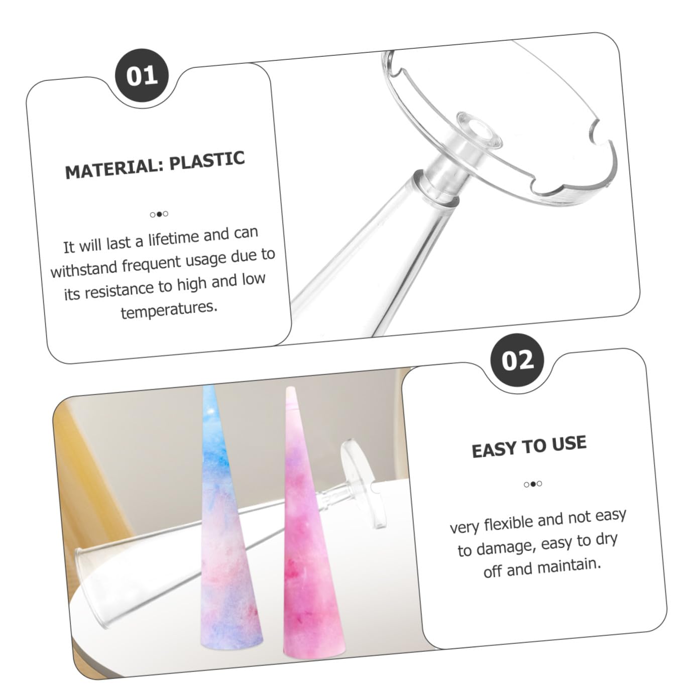 Uonlytech 2 Piezas Molde de vela cónica forma moldes molde de vela aromática soja cono molde para portavelas de té molde portavelas fabricación de velas el plastico