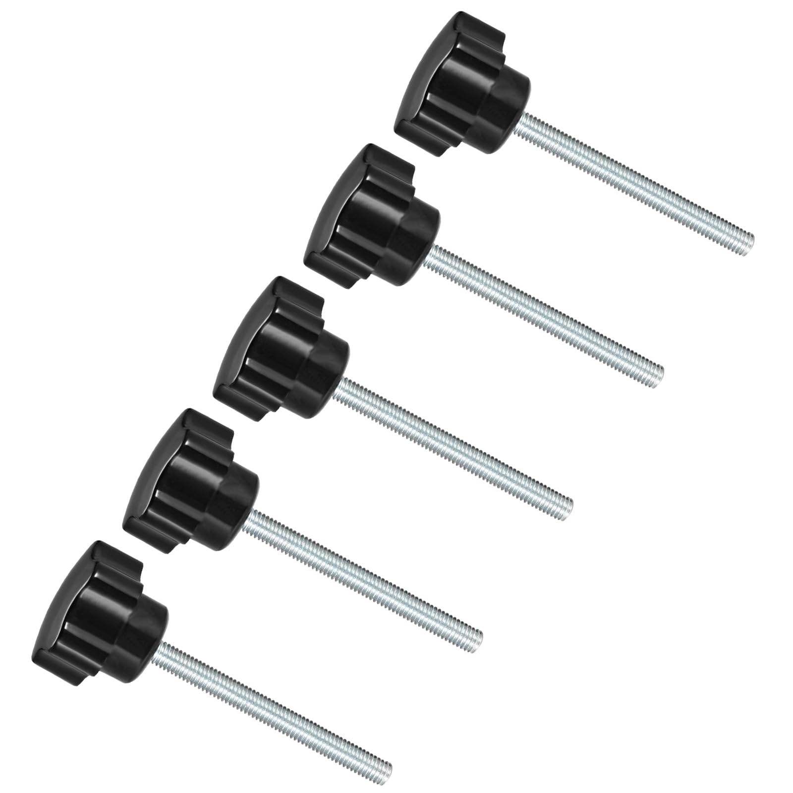 CoCud Star Clamping Knobs, M5 x 70mm Male Thread 23.5mm Head, Plastic Thumb Screw Grip Hand Knobs Threaded Bolt Black