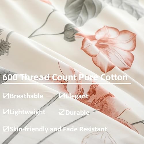 Miniatura 10 de OAITE - Juego de fundas nórdicas, funda nórdica 100% algodón, ultra suave y de fácil cuidado, juego de ropa de cama tamaño Individual, Queen, King,