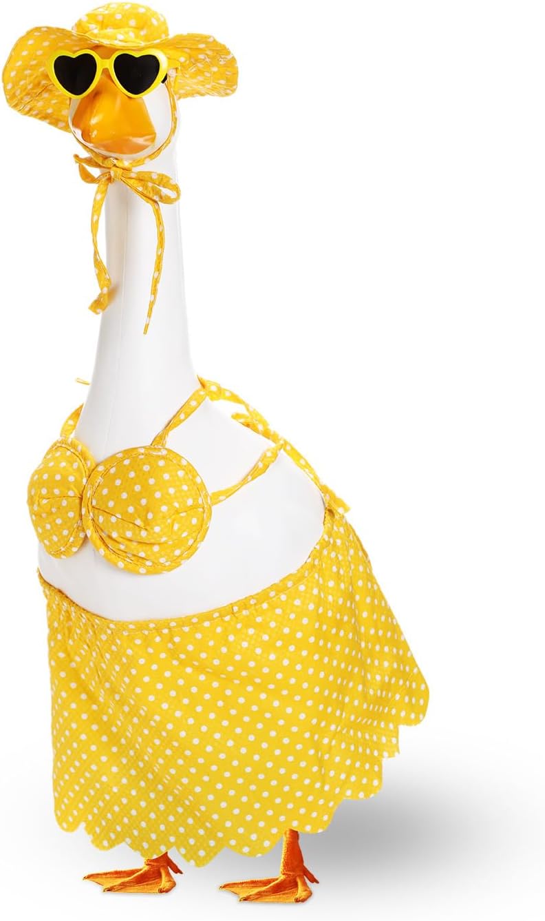 Summer Bikini Baby Goose Outfit for 17" Baby Goose Lawn Porch Clothes for Outdoor Patio Yard Lawn Art Decoration Yellow, White