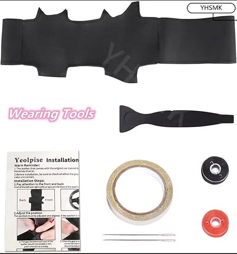 Miniatura 6 de Black Leather Car Steering Wheel Cover, for Toyota Land Cruiser Prado 120 Hand-Stitched Car Steering Wheel Cover