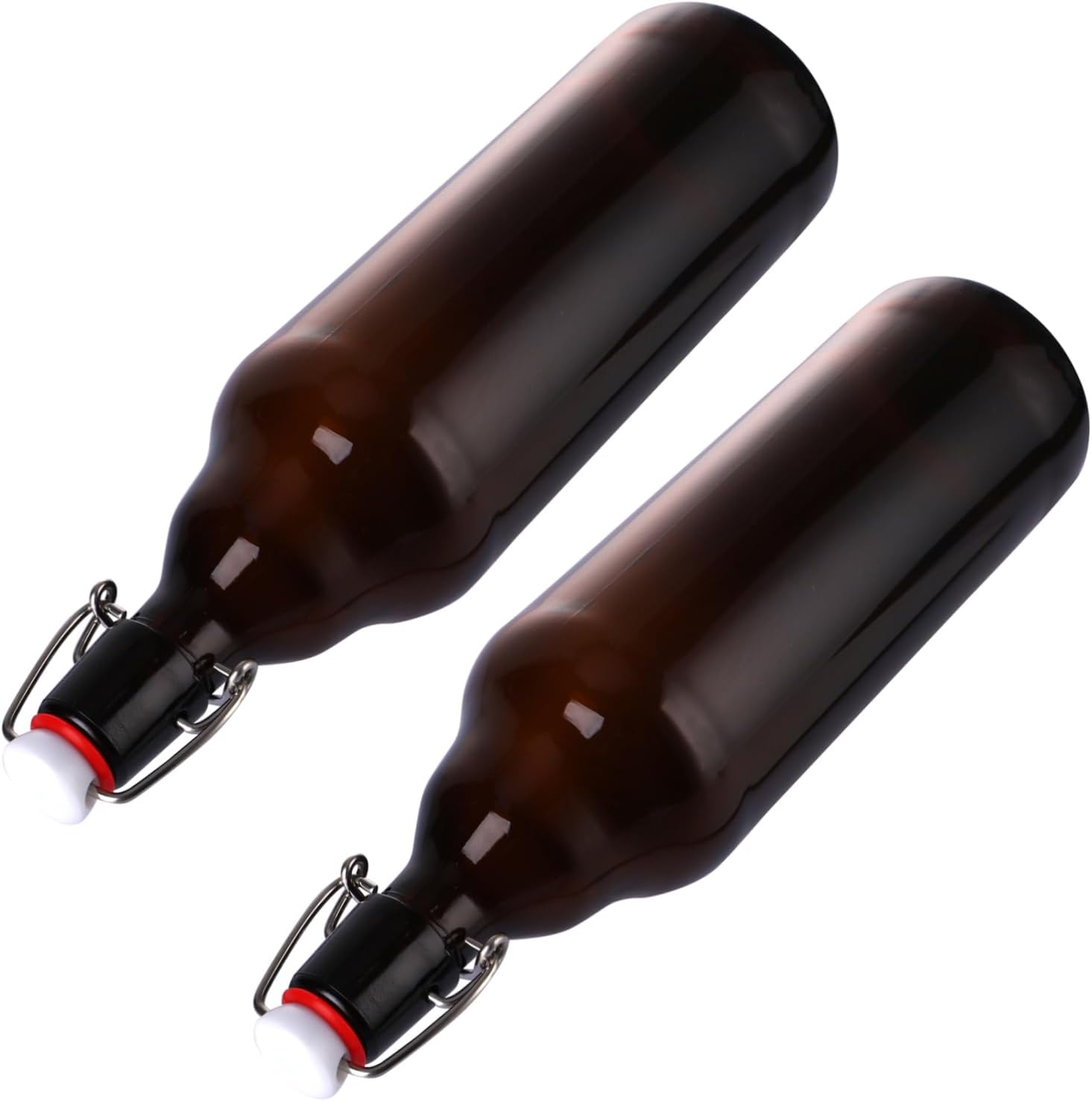2pcs Brown Buckle Juice Bottles Leak Glass Beer Storage Containers for Home and Kitchen Sealed Enzyme Jars for Beverages and Cooking