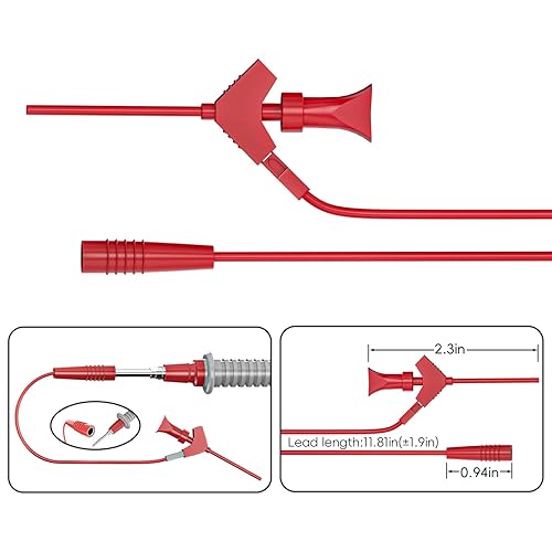 Miniatura 40 de Goupchn Kit de cables de prueba de multímetro de silicona, 25 piezas con juego de sondas afiladas de precisión chapado en oro reemplazable, clips