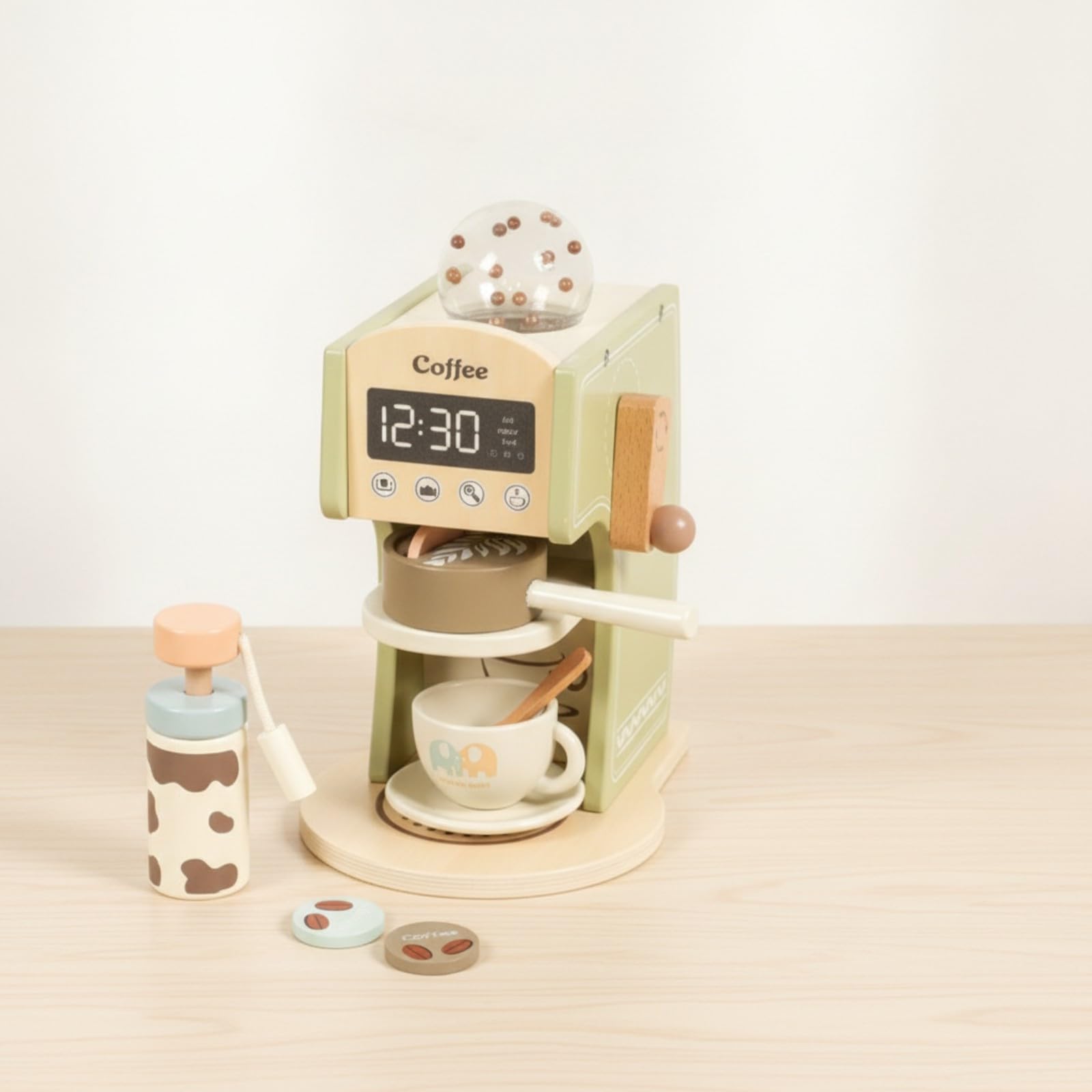 Gralara Macchina Del Caffè Giocattolo con Camera Superiore Trasparente Interattivo Gioco di Ruolo Resistente per Attività Genitore-Figlio,