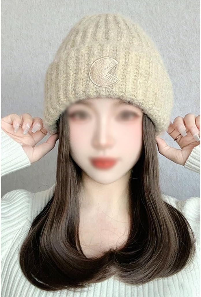 Wig Women's Wig Cap, Knitted Wig Wig Cap, Long Hair Wig Cap, Natural Looking Synthetic Heat Resistant Fiber Wig, Suitable for Daily Party Use Wigs Human Hair (Color : 01)