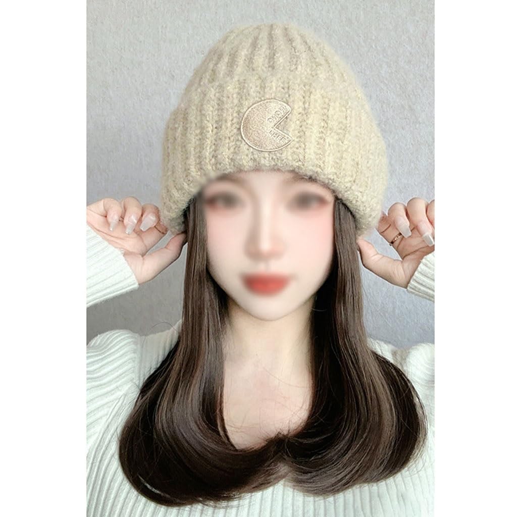 CHICKEN Headband Wig Women's Wig Cap, Knitted Wig Wig Cap, Long Hair Wig Cap, Natural Looking Synthetic Heat Resistant Fiber Wig, Suitable For Daily Party Use Wig Caps For Women (Color : 02)