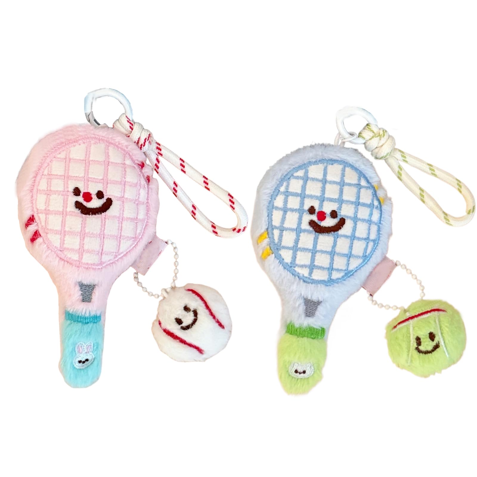 Tennis Racket Plush Keychain Set - 2pcs, Soft & Compact, Excellent Gift for Handbags, Backpacks, and Wallets