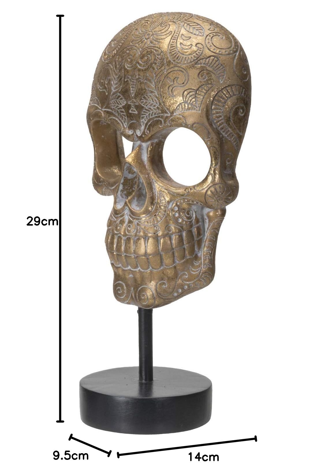 Pacific Giftware Totenkopf Maske auf Metall Ständer goldfarben | Figur Totenschädel Skull