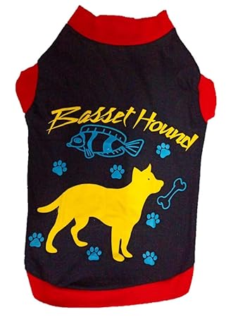 PetWholesale Soft and Comfortable Cotton Summer T-Shirt for Dogs (Basset Hound Printed) (No.20 Weight - 86gm, Purple)