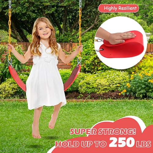 Image of Sunnyglade 2PCS Swings Seats Heavy Duty with 66 inch Chain, Playground Swing Set Accessories Replacement with Snap Hooks, Support 250lb (2, Red)