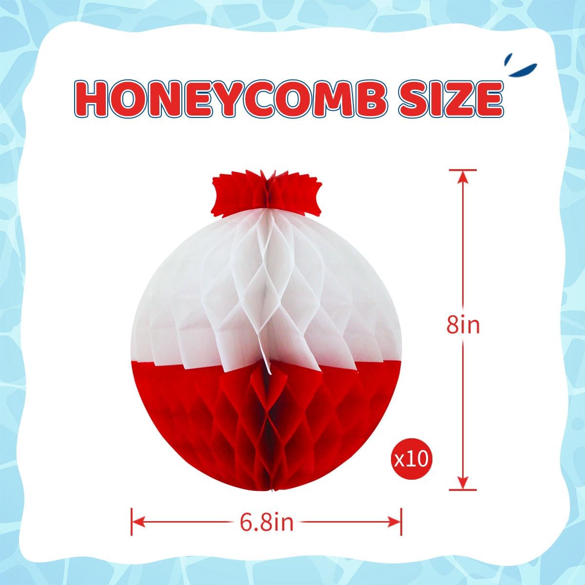Gone Fishing Party Decorations Fishing Bobbers Floats Honeycomb Ball for Birthday Ocean Themed Under The Sea Party Decorations Pack of 10