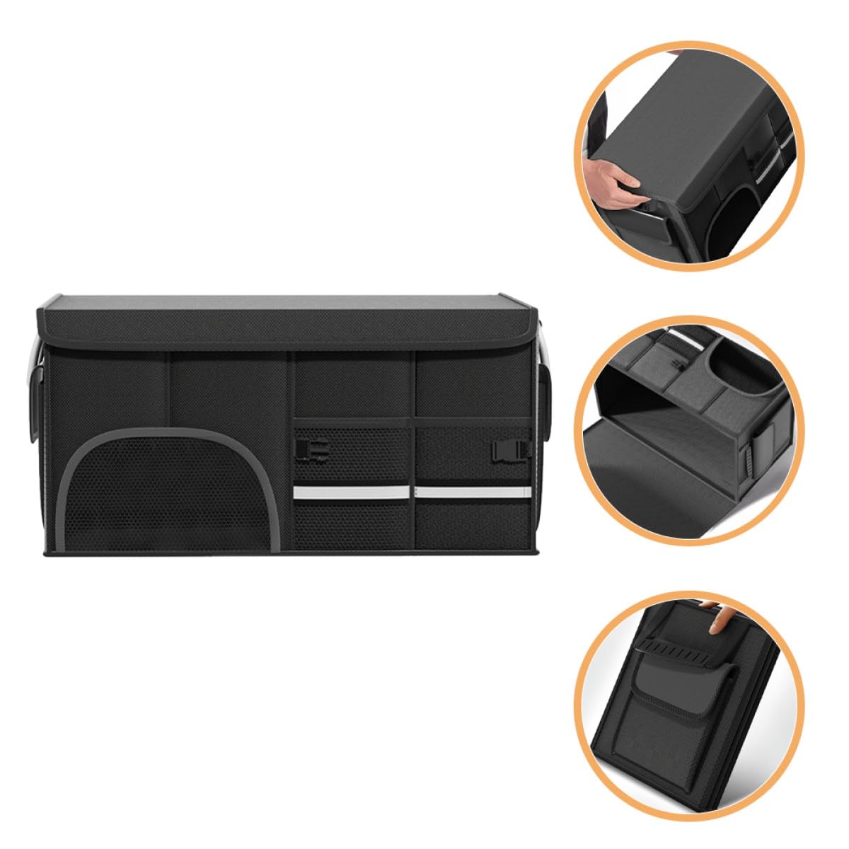 HANABASS Organizador de Maletero de Coche Plegable Grande de Tela Oxford Resistente al Agua, Negro, con Capacidad para 12 Piezas, Adecuado para Suv, Camión y Furgoneta, Almacenamiento