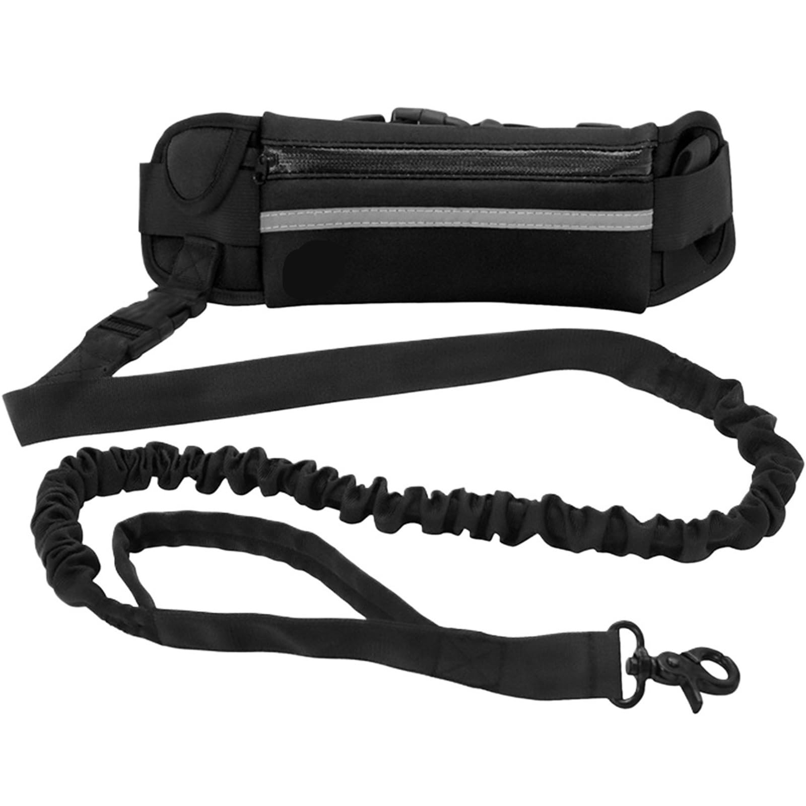 Correa de Cintura for Perros, Correa de Nailon for Mascotas con riñonera, cinturón elástico retráctil y Hebilla de Cuerda de tracción for Perros. para Correr, Paseo(Black)