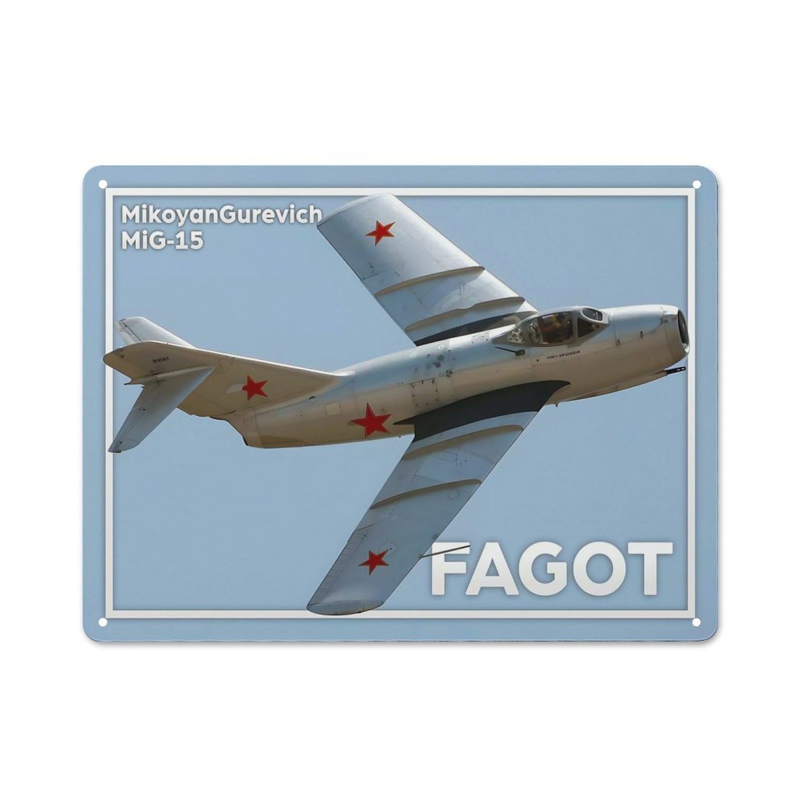 Junmoney Style-19 Mig15 Fagot Loft Style Metal Wall Decor 30X40cm, Decorative Metal Plaque For Loft, Studio, Office Or Creative Room