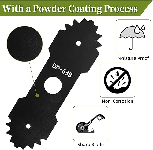 Miniatura 4 de Paquete de 2 cuchillas de bordeadora 638006008 638006007 con dientes compatibles con Ryobi RY13050 RY13050A RY15518 RY40030, hoja resistente de 8-58