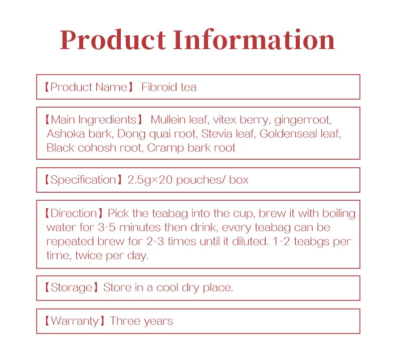 Miniatura 3 de Té de fibromas para mujeres sano matriz, antienvejecimiento, ingredientes naturales Fibroid bolsa de té herbario 20packscaja