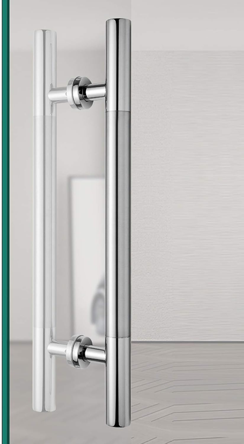 BOCBco Pipe Diameter 38Mm Door Grip - Double-Sided Glass Door Handle, Stainless Steel Barn Door Handle, For Home/Shop/Garage/Office - Silver - 6 Sizes/1200 * 800Mm