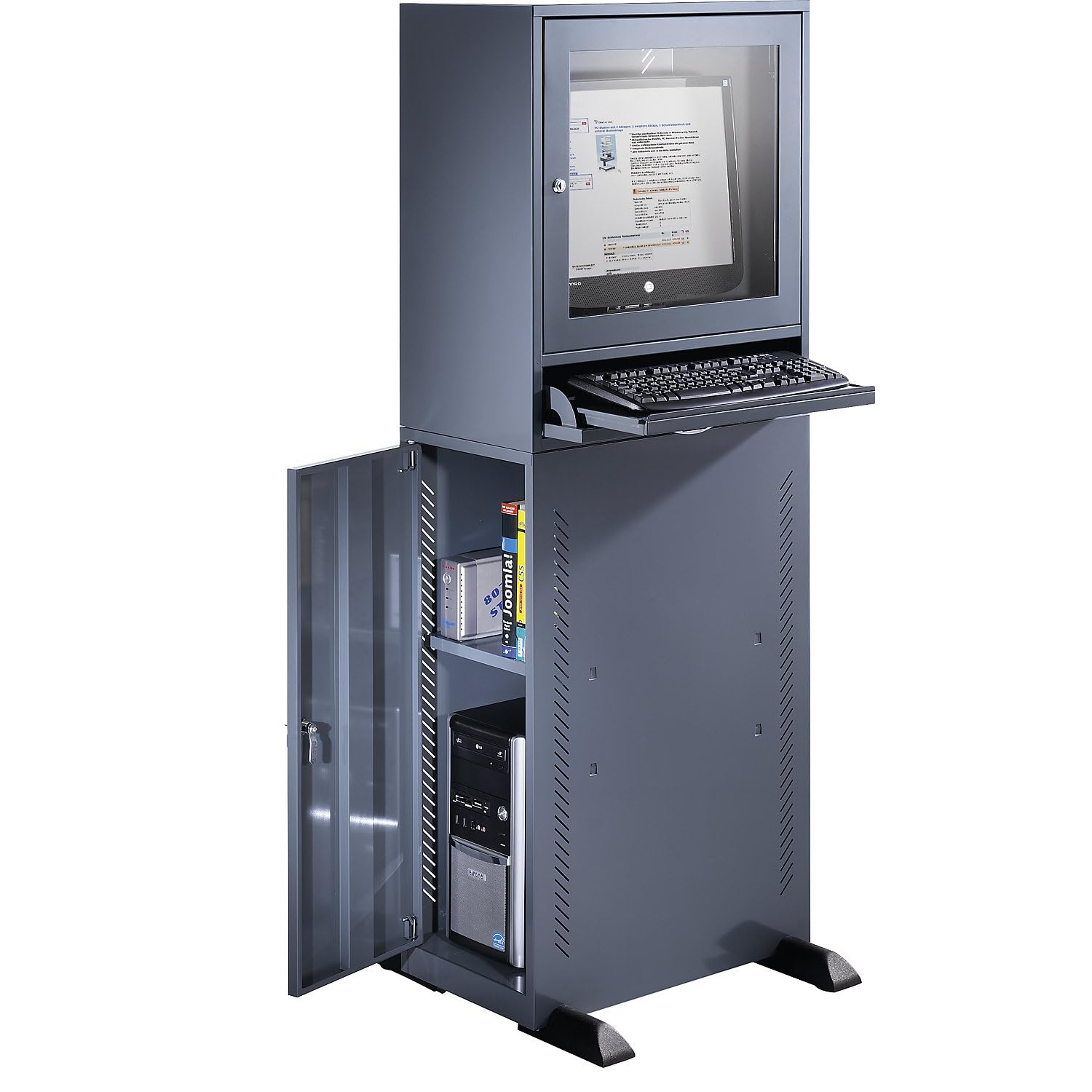 EUROKRAFT basic | Armadio per computer | versione standard | grigio-azzurro