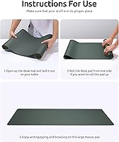 Vista 9 de YSAGi Leather Desk Protector, Office Mat, Large Mouse Mat, Non-Slip PU Leather Blotter, Laptop Desk, Waterproof Writing Pad for Office and Home