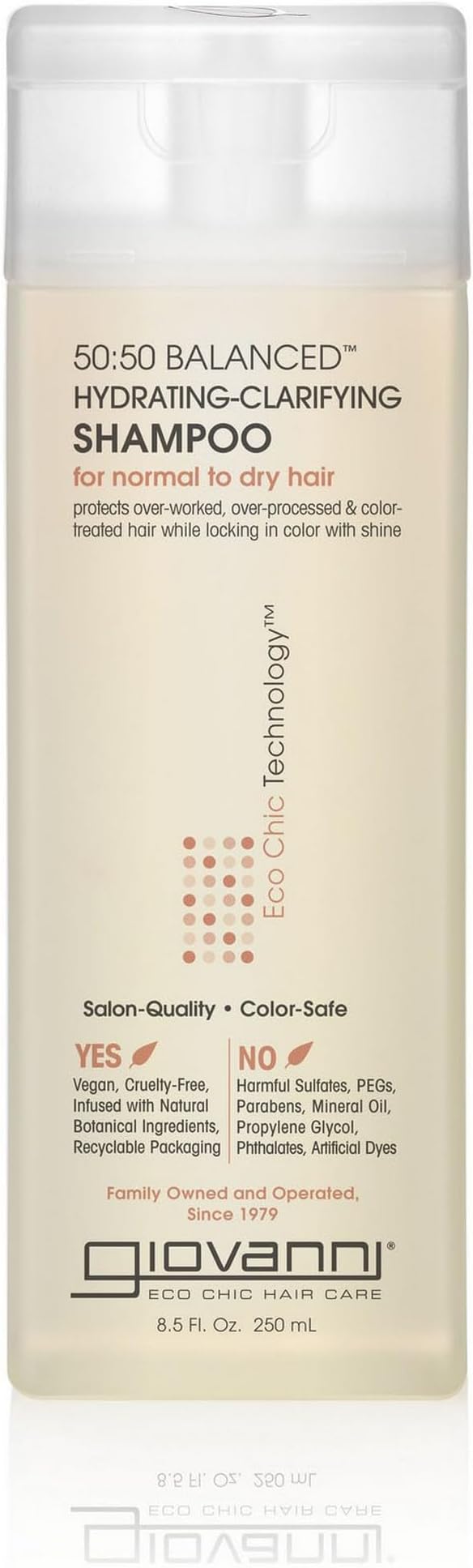 GIOVANNI Eco Chic 50:50 Balanced Hydrating Clarifying Shampoo, 8.5 oz. - Leaves Hair pH Balanced for Over-Processed Hair, Lauryl & Laureth Lauryl & Laureth Sulfate Free, Color Safe (Pack of 3)