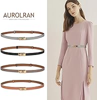 Vista 81 de Cinturón de cuero clásico con hebilla de metal para mujer con vestido de jeans Aah-negro-clásico