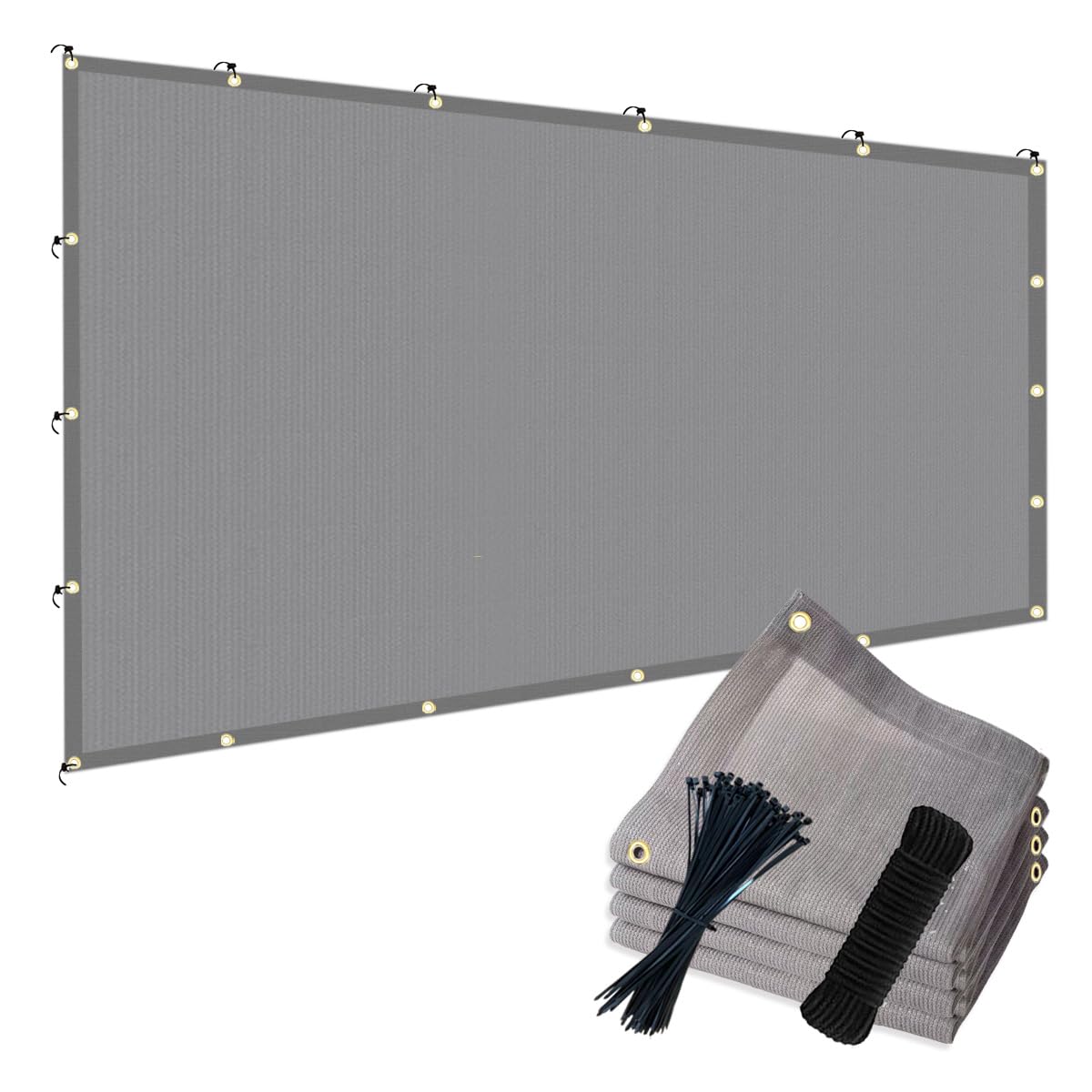 POYEE 90% 3,6 x 7,3 m Malla de Sombra para Exterior con Ojales | Red de Sombra para Patio, Pérgola, Jardín, Jardín Trasero, Terraza, Porche, Gris