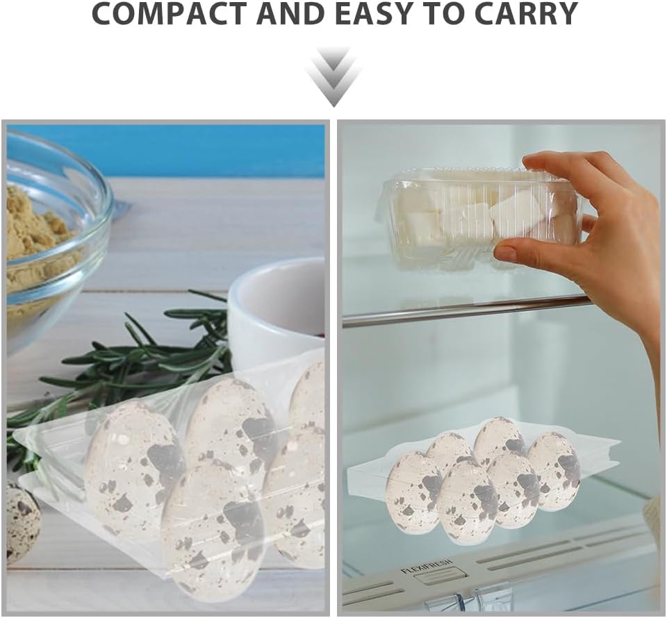 100pcs Quail Egg Holder: 6-count Egg Cartons Bulk - Disposable Carton Tray for Refrigerator - Clear Storage Container/Box Portable & Stackable