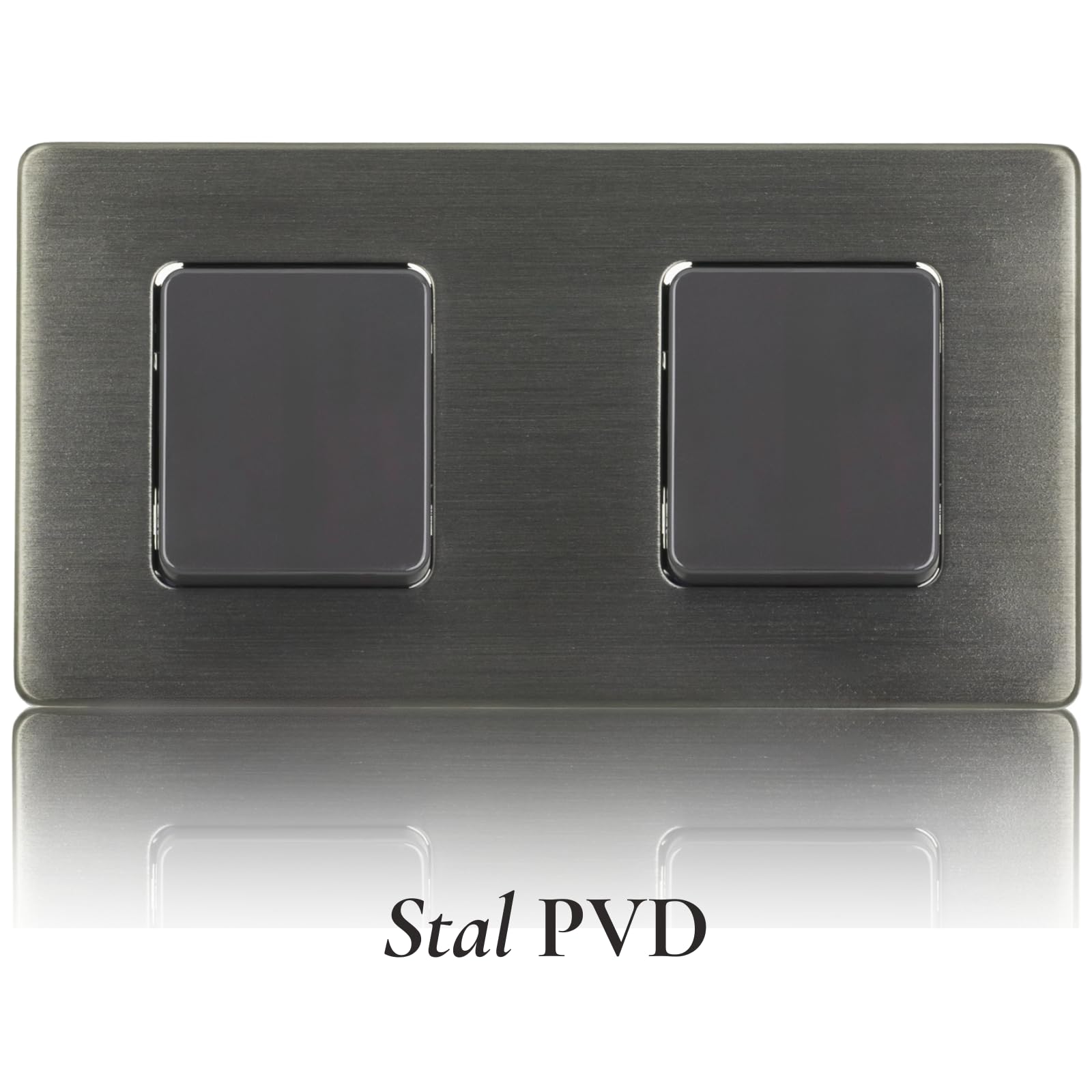Włącznik Światła Podwójny Szary Krzyżowy Stal Szczotkowana PVD Gunmetal