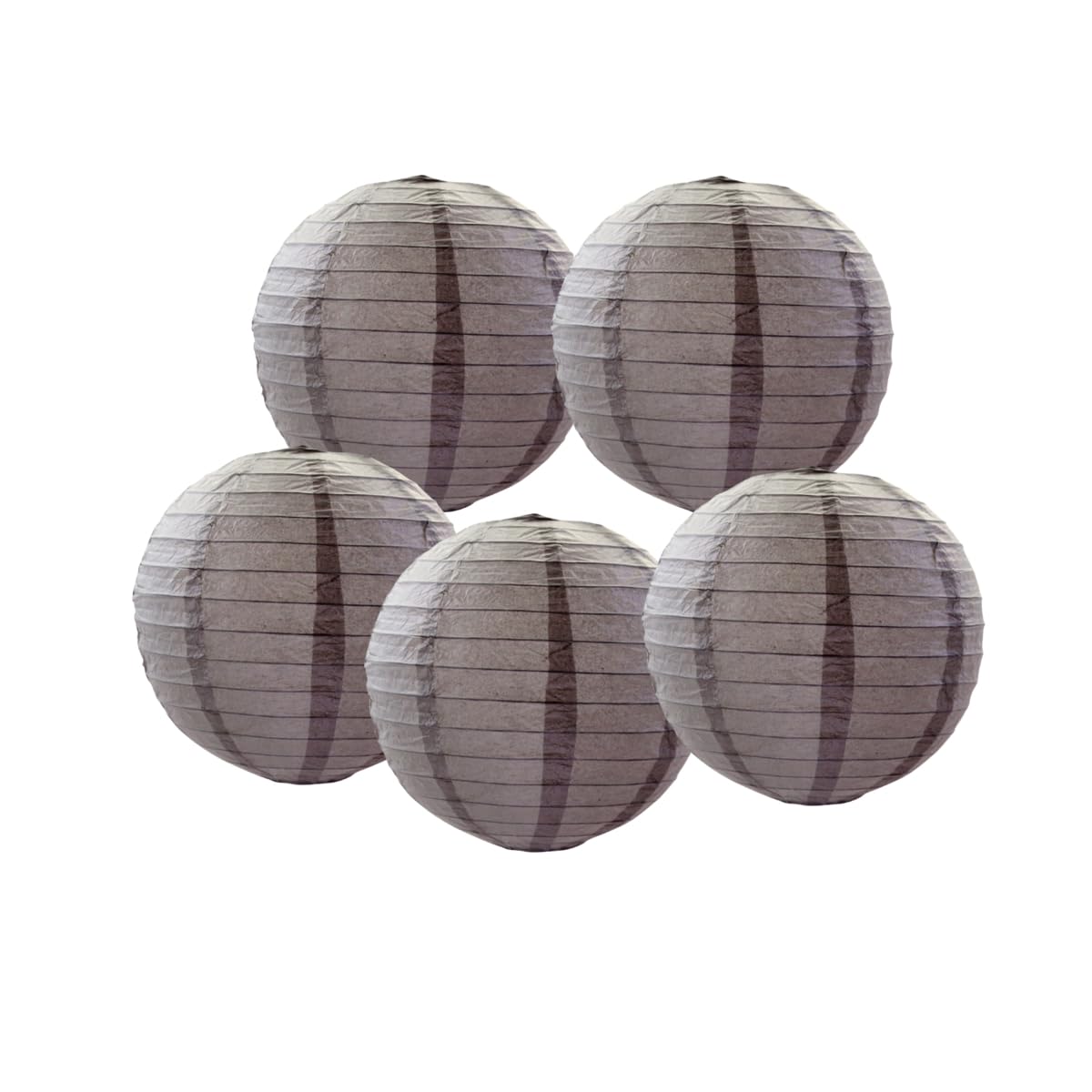 SrchJoy Paper Lanterns Pack of 5 Chinese Wedding Paper Lantern lampshade Lights Round Hanging Lantern for Birthday Party Decorations (Grey, 5 Pcs - 8" (20cm))