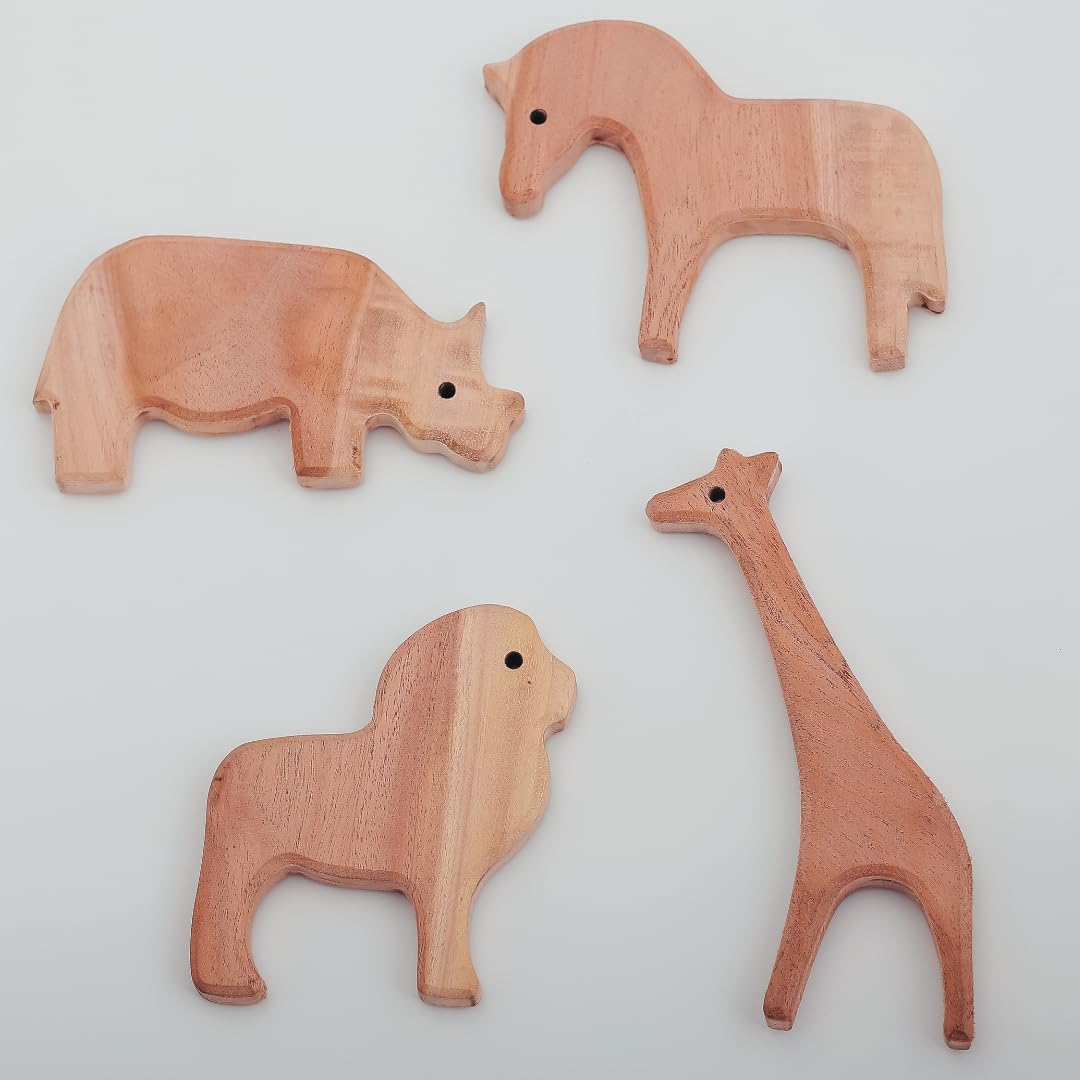Natural Neem Wood Baby Teether – Handmade Animal Shape Wooden Toy – Non-Toxic, Organic Chew Aid for Teething – Safe for Gums – Biodegradable, Eco-Friendly Gift for Infants & Toddlers (Pac of 4)-image-11