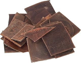 Hide & Drink, Thick Leather Scraps with Scars for Arts & Crafts, Up to (5 in.) Long, Different Widths (12 oz Pack) :: Bour...